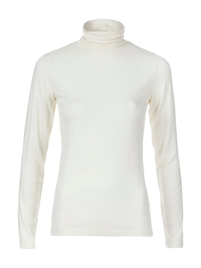 Rae Feather Cream cotton long sleeve modal polo at Collagerie