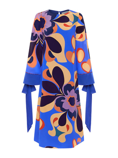 Borgo De Nor Seventies blue crepe Seraphina midi dress at Collagerie