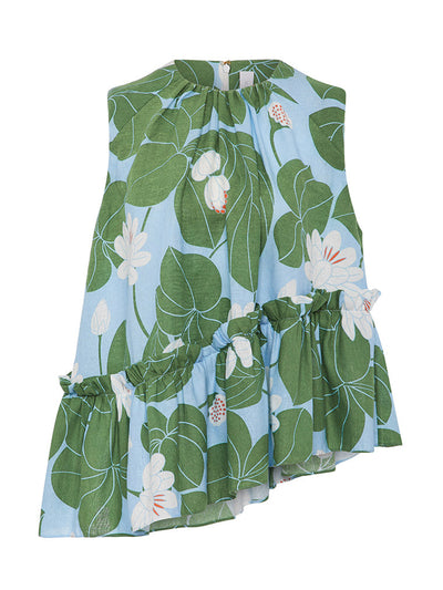 Borgo De Nor Waterlily green linen Alora top at Collagerie