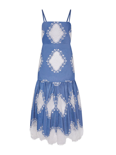 Borgo De Nor Lace ivory denim Cordiela maxi dress at Collagerie