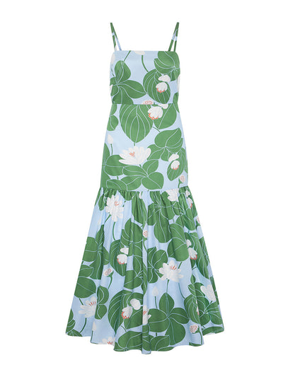 Borgo De Nor Waterlily green cotton maxi dress at Collagerie