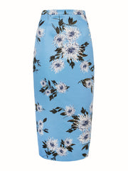 Lorelei skirt in blue dahlia floral print taffeta faille Skirts Emilia Wickstead    - Collagerie