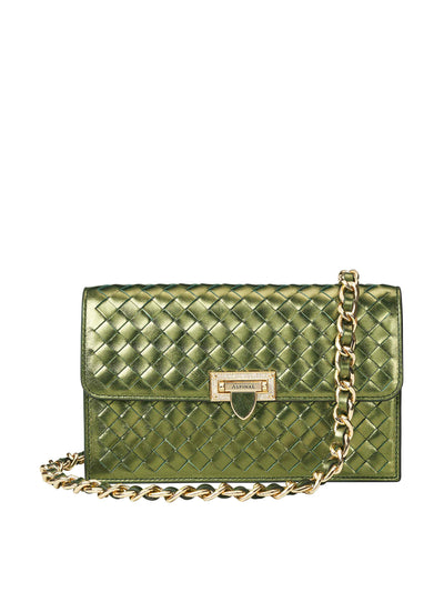 Aspinal Of London Lottie clutch bag in green at Collagerie