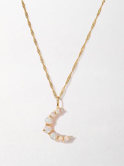 Edge of Ember Crescent opal necklace at Collagerie