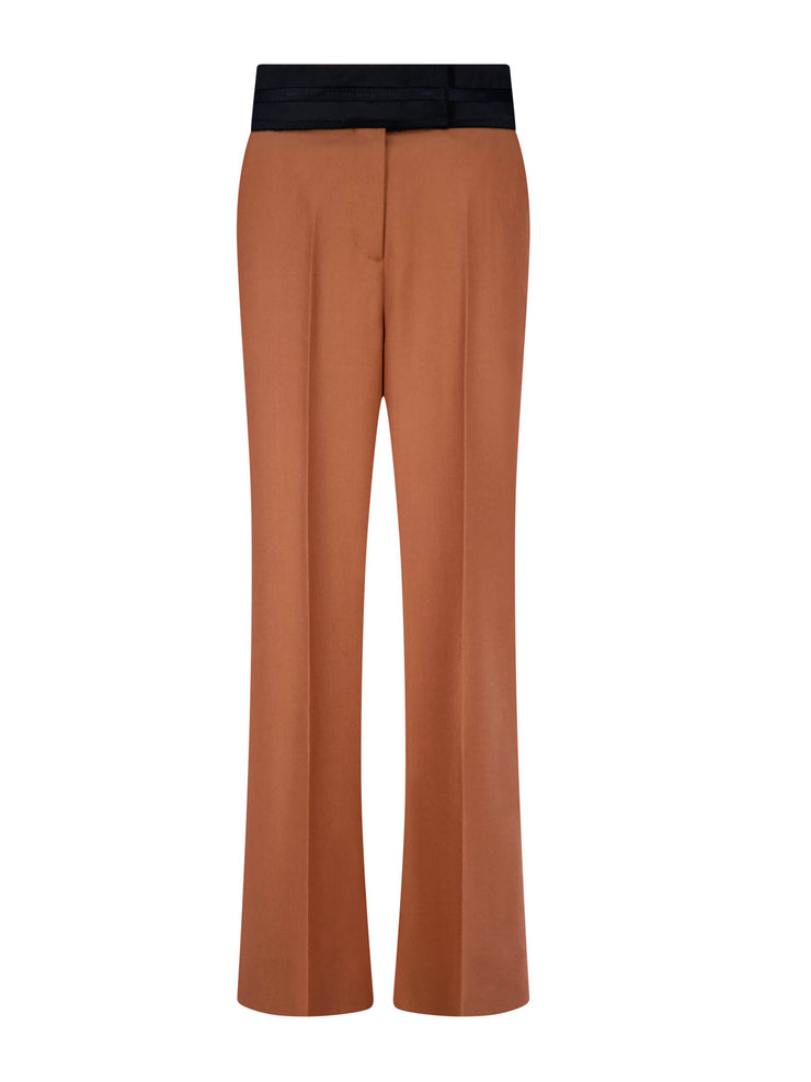 Brown relaxed trouser with raw edge detail