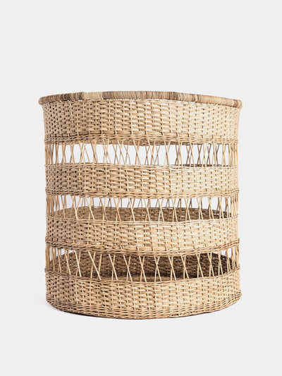 Hadeda Round open weave cane planter at Collagerie