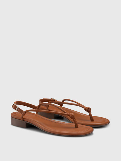 Me+Em Brown leather knot-detail sandals at Collagerie