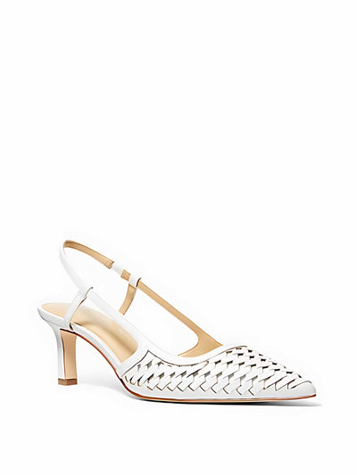 Michael Kors Alora hand-woven leather slingback pumps at Collagerie