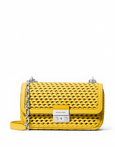 Michael Kors Tribeca small hand-woven leather shoulder bag at Collagerie