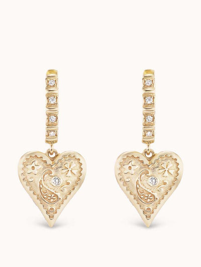Marlo Laz Mini Southwestern heart earrings at Collagerie