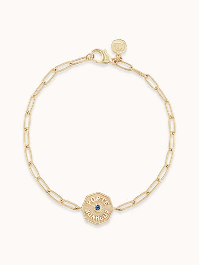 Marlo Laz Petite Porte Bonheur bracelet in blue sapphire at Collagerie