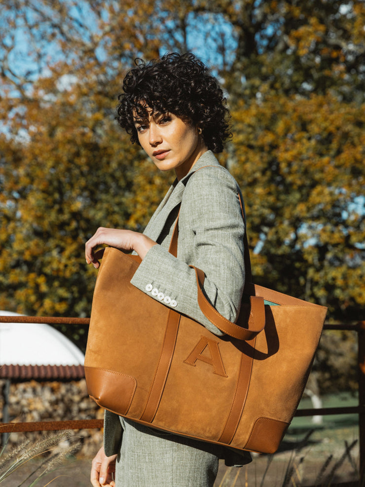 Tan suede tote bag Tote London Velvet    - Collagerie