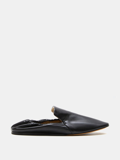 Le Monde Beryl Black leather Mocassin flats at Collagerie