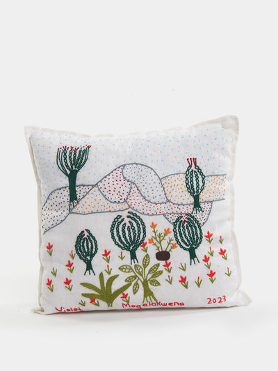 Hadeda Story cushion, 12 at Collagerie