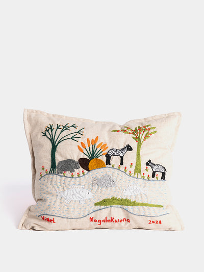 Hadeda Story cushion, 23 at Collagerie