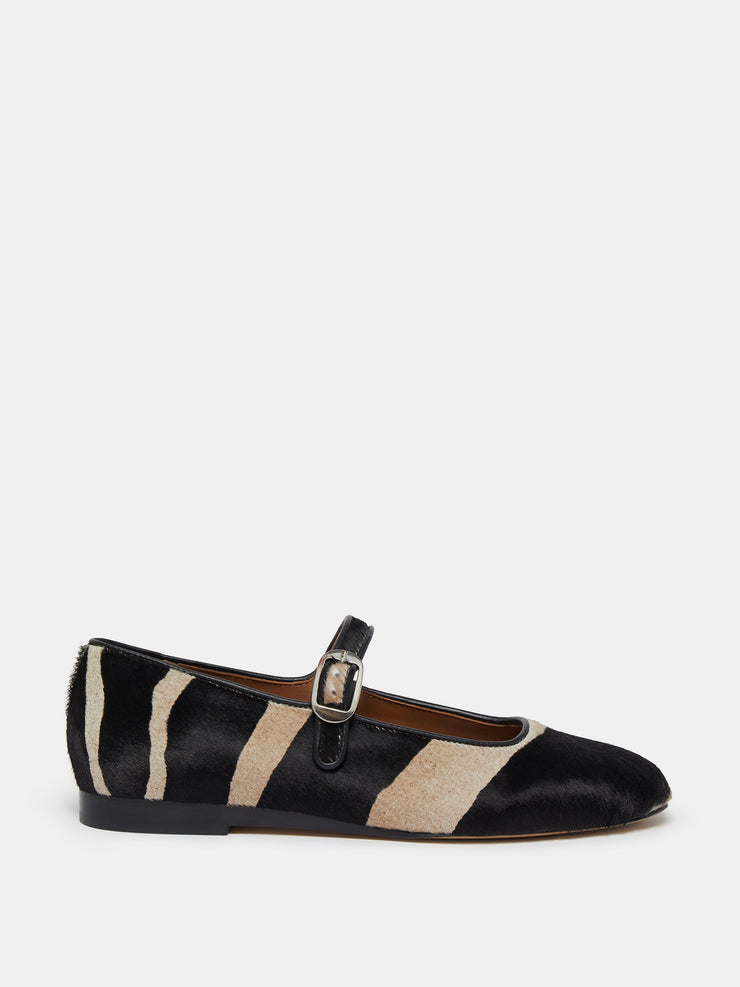 Zebra print calf hair Mary Jane flats Shoes Le Monde Beryl    - Collagerie
