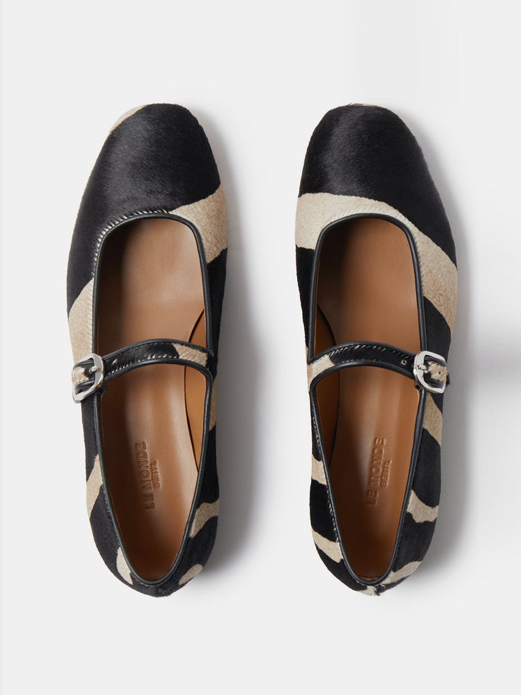 Zebra print calf hair Mary Jane flats Shoes Le Monde Beryl    - Collagerie