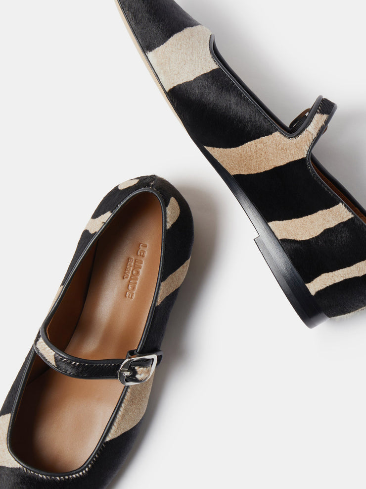 Zebra print calf hair Mary Jane flats Shoes Le Monde Beryl    - Collagerie