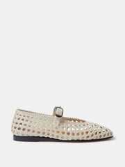 Ecru leather woven Mary Jane flats Footwear Le Monde Beryl    - Collagerie