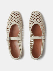 Ecru leather woven Mary Jane flats Footwear Le Monde Beryl    - Collagerie