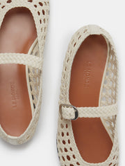 Ecru leather woven Mary Jane flats Footwear Le Monde Beryl    - Collagerie