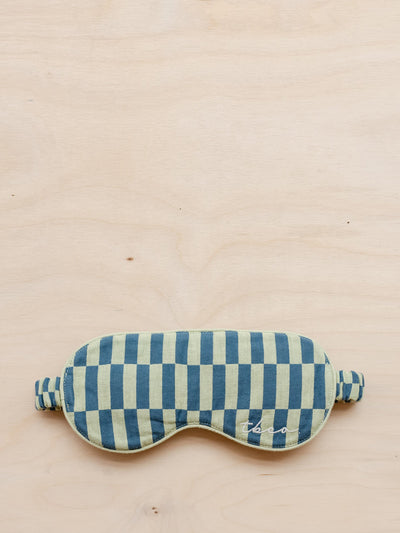 TBCo Cotton eye mask in green checkerboard at Collagerie