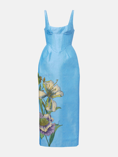 Alémais Donata floral taffeta bustier dress at Collagerie