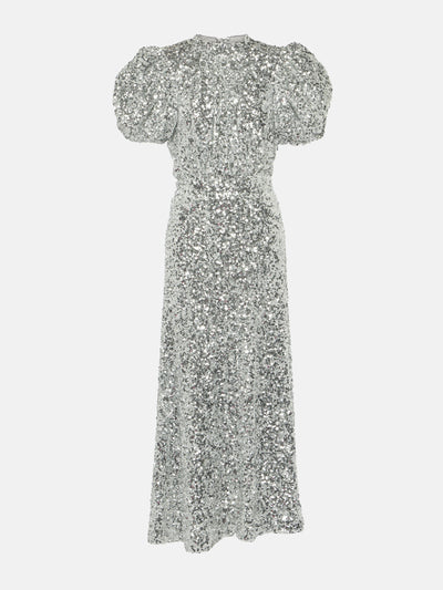 Rotate Puff-sleeve sequined midi dress at Collagerie