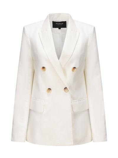 Paper London Emilia blazer in white linen at Collagerie