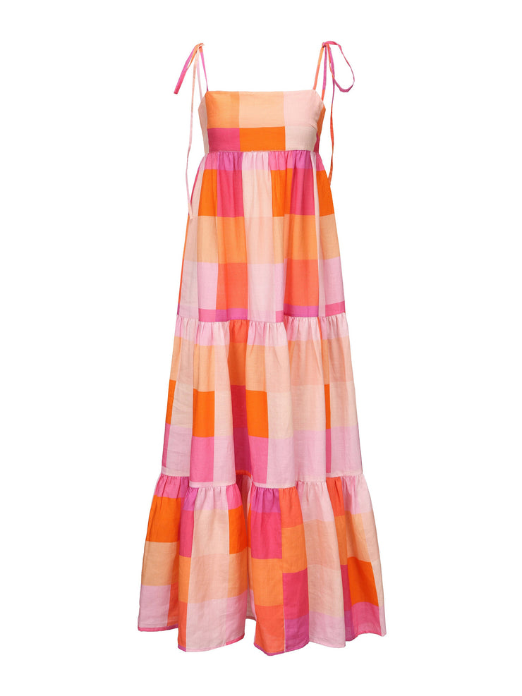 Maxi Laura dress in hibiscus check