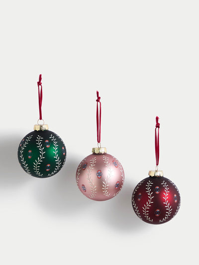 Marks & Spencer Multicoloured glass floral baubles (set of 3) at Collagerie