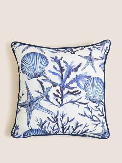 M&S Pure cotton coastal print piped cushion at Collagerie