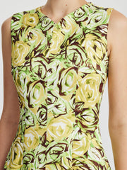 Madi dress in abstract green and lemon rose printed twill  Emilia Wickstead    - Collagerie