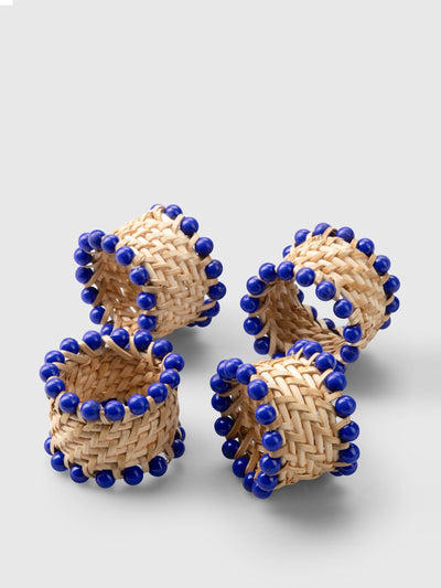 Maison Margaux Blue beaded napkin rings (set of 4) at Collagerie