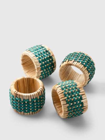 Maison Margaux Green woven napkin rings, set of 4 at Collagerie