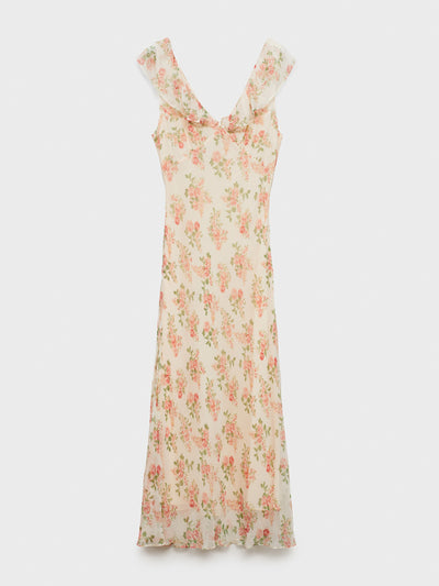 Mango Floral midi-dress with bow at Collagerie