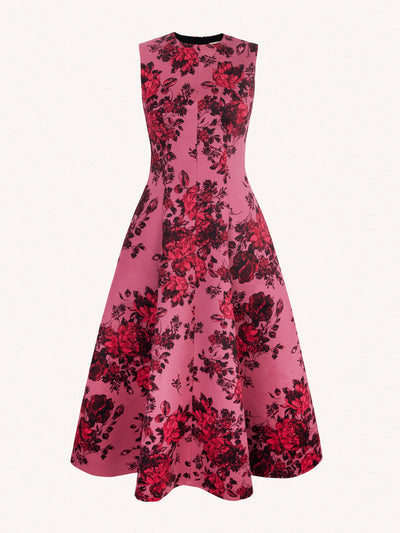 Emilia Wickstead Mara mauve pink festive bouquet taffeta faille dress at Collagerie