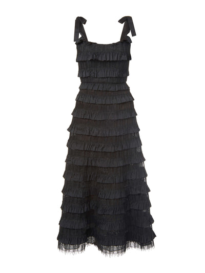 Markarian Giselle black layered ruffle corset dress at Collagerie