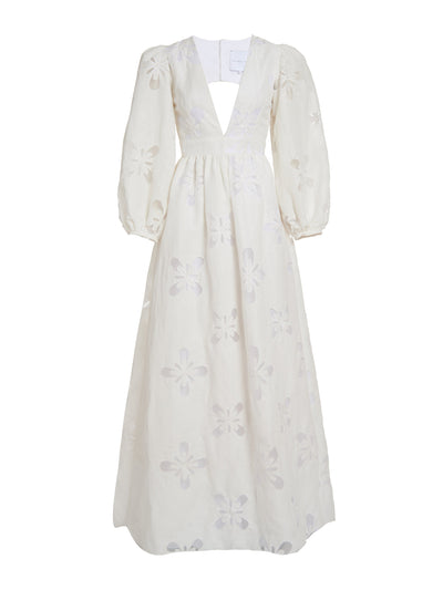 Markarian Dana gown in white floral linen at Collagerie