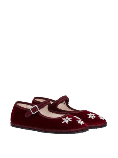 Saloni Bordeaux stars embroidery Jinx Mary Jane slippers at Collagerie