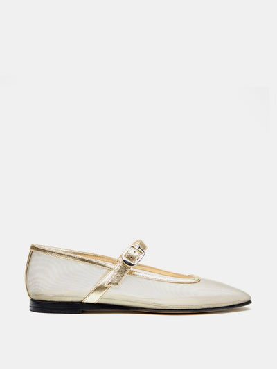 Le Monde Beryl Gold mesh mary jane flats at Collagerie