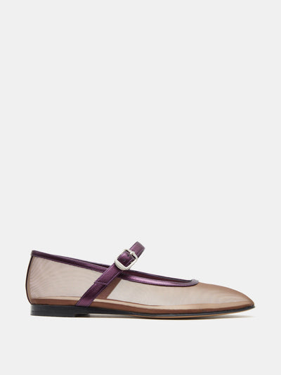 Le Monde Beryl Plum mesh mary jane flats at Collagerie