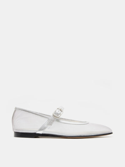 Le Monde Beryl Silver mesh mary jane flats at Collagerie
