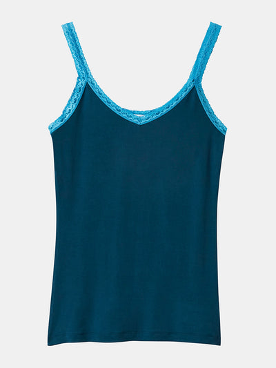 Stripe & Stare Midnight neon blue lace cami at Collagerie