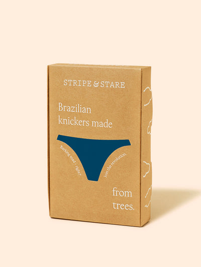 Stripe & Stare Midnight neon blue brazilian knicker at Collagerie