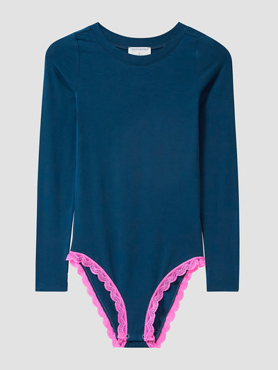 Stripe & Stare Midnight neon pink long sleeved bodysuit at Collagerie