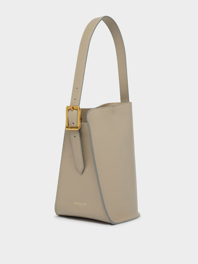 J&M Davidson Mini Quiver bucket bag, warm taupe at Collagerie