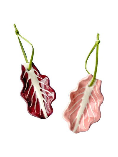 Minnie-Mae Radicchio leaf Christmas decorations at Collagerie