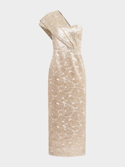 Saloni Pale gold Mona dress at Collagerie