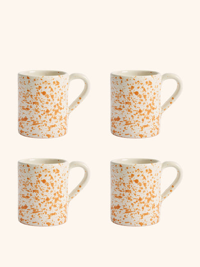 Hot Pottery Burnt orange coffee mugs, set of 4 at Collagerie